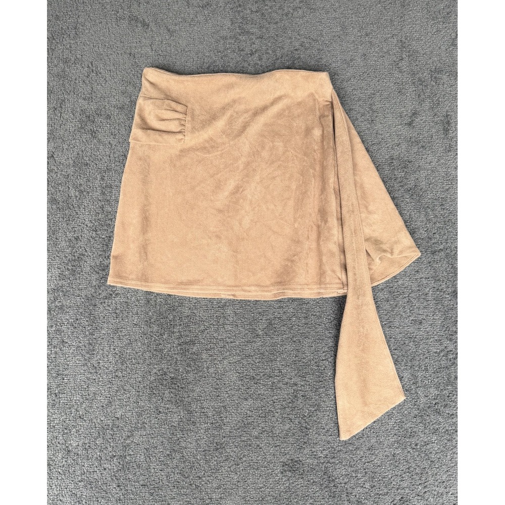 Altar'd State Tan Faux Suede Wrap Mini Skirt Side Tie HF19H112 Small